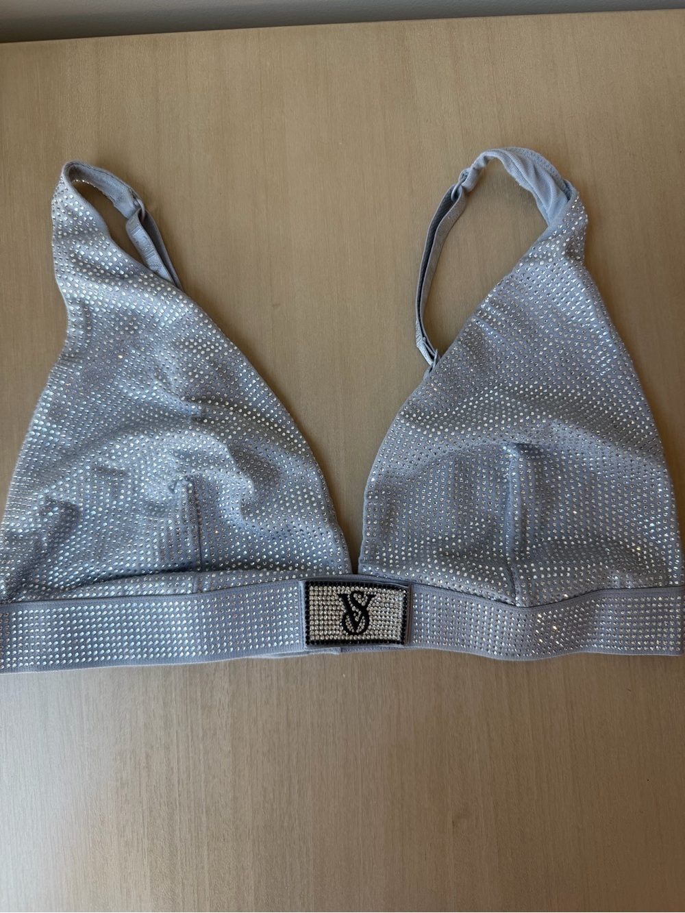 Victoria's Secret Light Gray Triangle Bralette with Embellished Straps